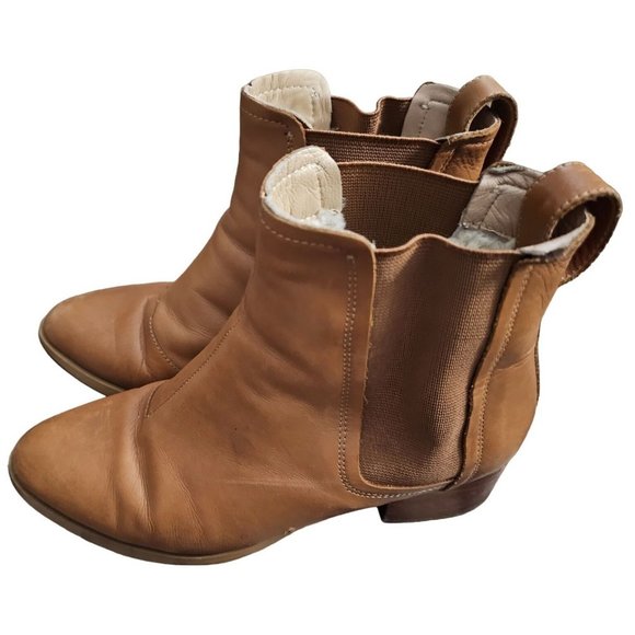 Rag & Bone New York Tan Slip on ankle Boots‎ Fur lined size 36 (5.5 Woman) - Picture 1 of 16